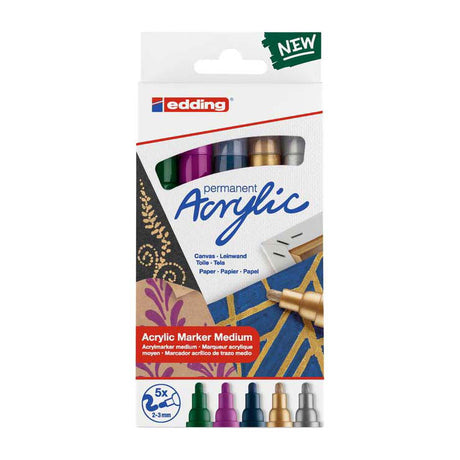 Quantore pennarello acrilico eddding metallizzato, 5 pz.