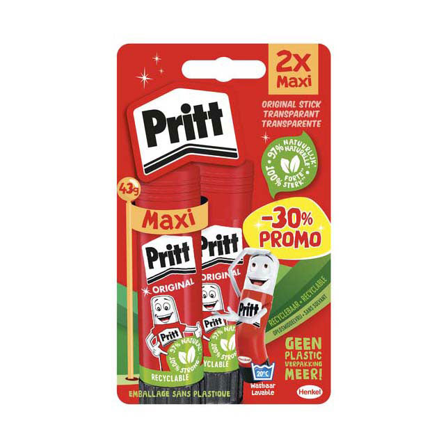 Quantore colla stick pritt stick originale 43gr, 2 pz.