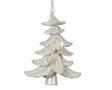 Decoris albero natalizio pendente in plastica bianca iridescente 8,5x14,5x18cm