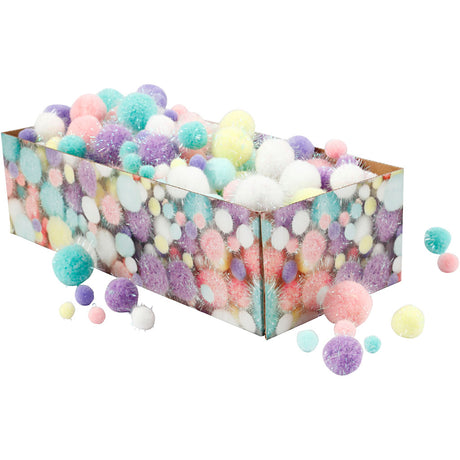 Azienda creativa https: www.cchobby.nl pompoms-d-15-40-mm-glitter-ca-400-piece-pastelcolors-400-gr-1-box
