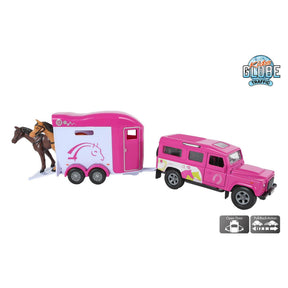 Mappamondo per bambini Land Rover con rimorchio per cavalli Cheval Liberté - rosa