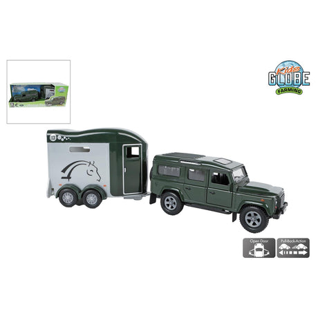 Mappamondo per bambini Land Rover con rimorchio per cavalli Cheval Liberte - 28 cm