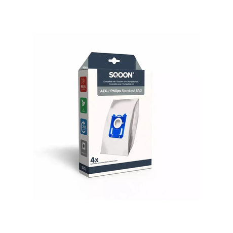 Sqoon sacchetto per aspirapolvere aeg philips sacchetto standard 3-d scatola da 4 pezzi