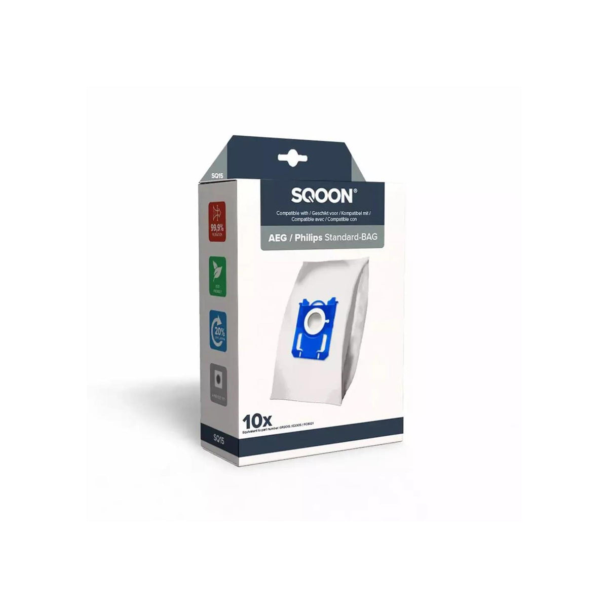 Borsa per aspirapolvere Sqoon Borsa standard Philips 3-D scatola da 10 pezzi