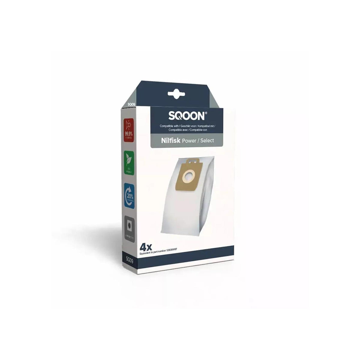 Sqoon sacchetto per aspirapolvere nilfisk power select box da 4 pezzi