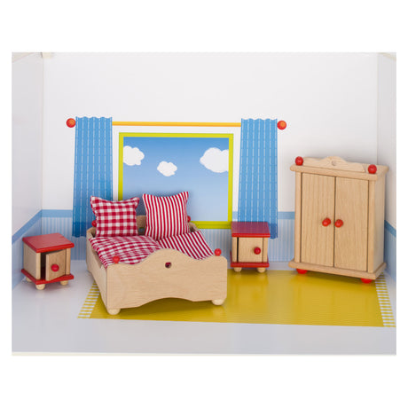 Mobili per casa delle bambole Goki serie 2: camera da letto in 4 pezzi, per bambola