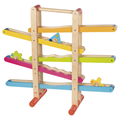 Pista per biglie in legno Goki con figure