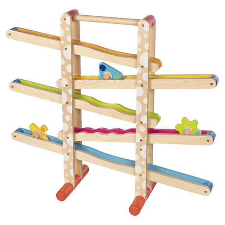 Pista per biglie in legno Goki con figure