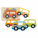 Auto puzzle a strati in legno Goki, 5 pz.