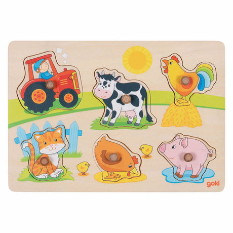Puzzle in legno Goki della fattoria, 6 pz.