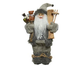 Decoris Babbo Natale in poliestere grigio 30x17x45cm