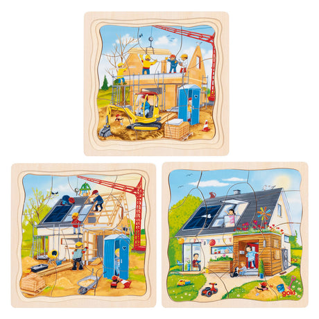 Puzzle Goki in legno a 3 strati - costruzione di case - 35 pz.