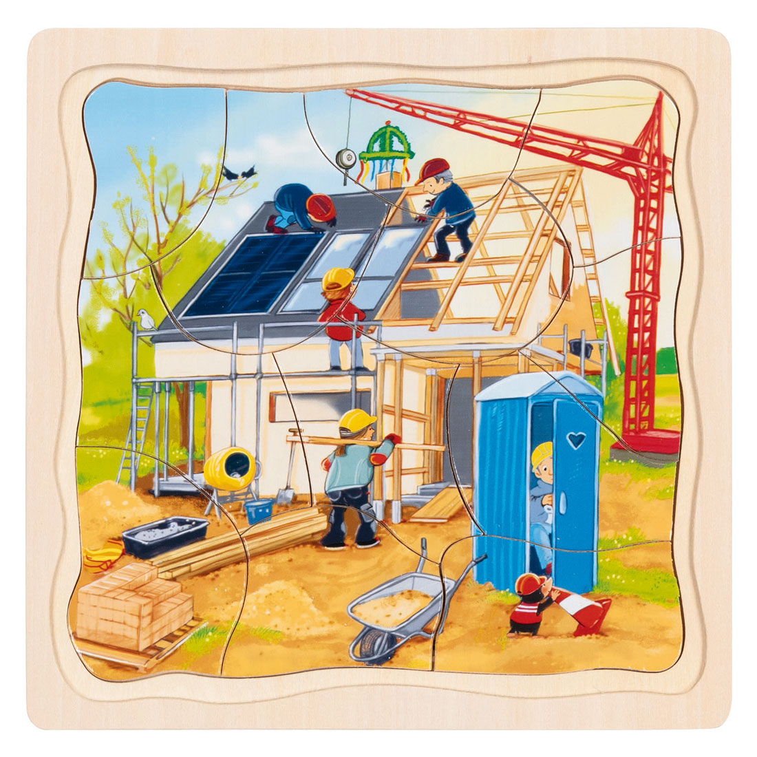 Puzzle Goki in legno a 3 strati - costruzione di case - 35 pz.