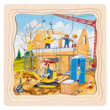 Puzzle Goki in legno a 3 strati - costruzione di case - 35 pz.