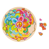 Puzzle in legno Goki fiori mandala - 34 pezzi.