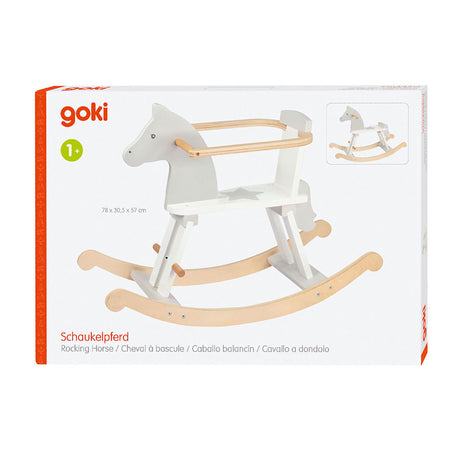 Cavallo a dondolo in legno Goki bianco