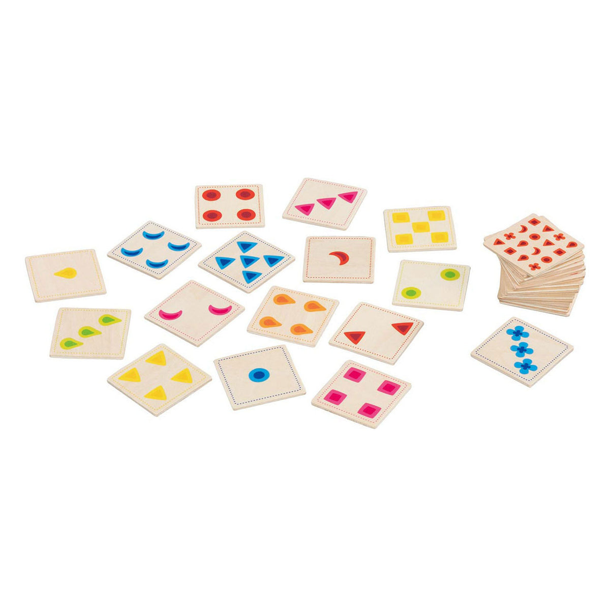 Gioco di classificazione Goki: colori e forme, carte 5x5x0,3 cm, 30 carte, legno, 4+