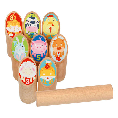 Goki Wooden Viking Game Animals Kubb in sacca di cotone