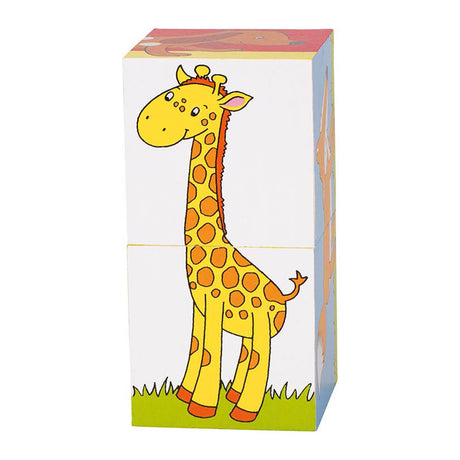 Puzzle del cubo Goki, animali. 2 parti. 10x5x5cm.