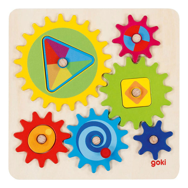 Gioco di ingranaggi Goki, 10 pezzi, legno, 2+