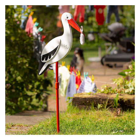 Cicogna Goki con salvietta l100cm, per il giardino, legno