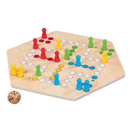 Gioco ludo in legno Goki - classico gioco da tavolo per 6 giocatori.
