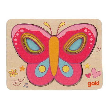 Farfalla puzzle a strati di legno Goki