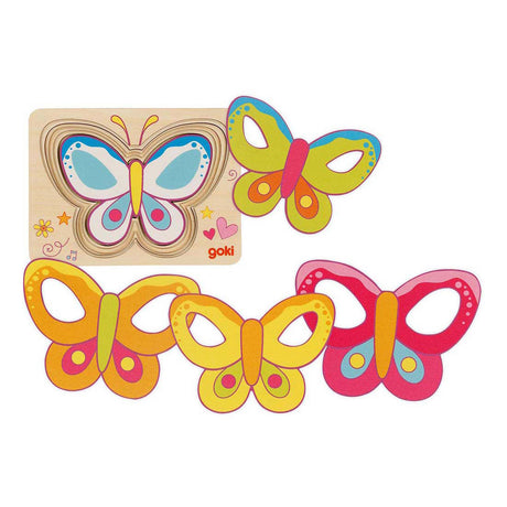 Farfalla puzzle a strati di legno Goki