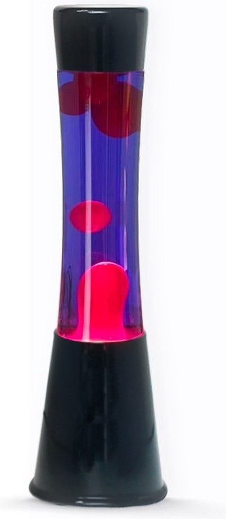 Lampada lava I-total - lampada lava - lampada d'atmosfera - 40x11 cm - vetro alluminio - 30w - viola con lava rosa - nero - xl2347