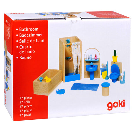 Mobili per casa delle bambole Goki: bagno moderno 17 pezzi (incl. accessori, escl.