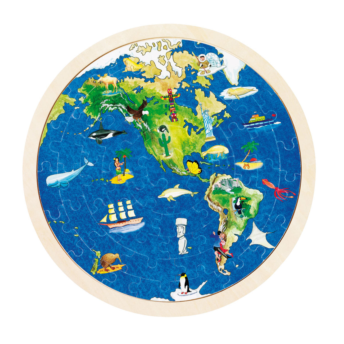 Puzzle Goki intorno al mondo. 2 lati. 57 pezzi.