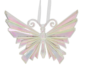 Decoris ciondolo natalizio farfalla in plastica trasparente iridescente 3x14.2x11cm