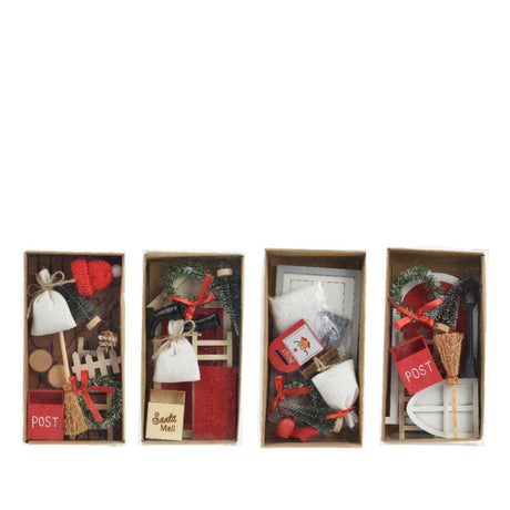 Set accessori Decoris villaggio natalizio in legno 15x6x24cm 4 assortiti