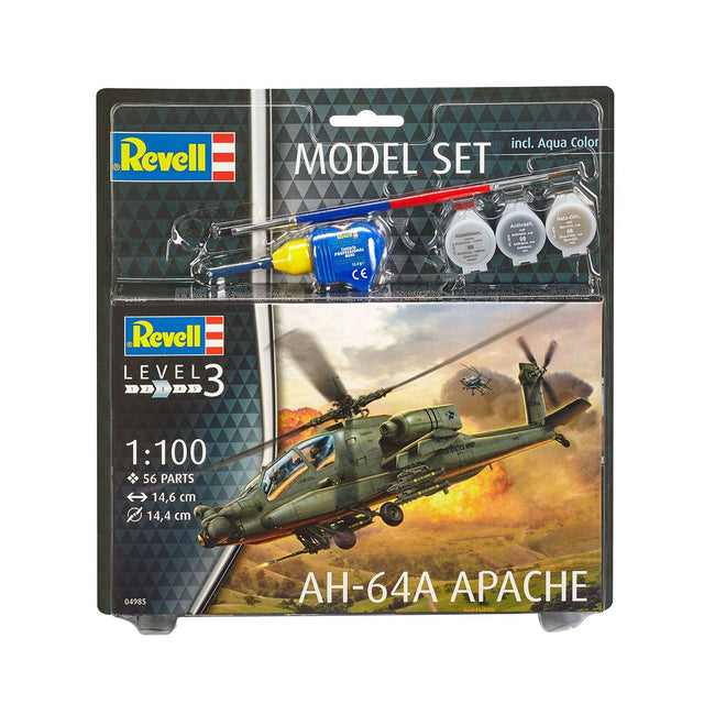 Set modello Revell - ah-64a apache 56 pz. - incl. colori base della vernice