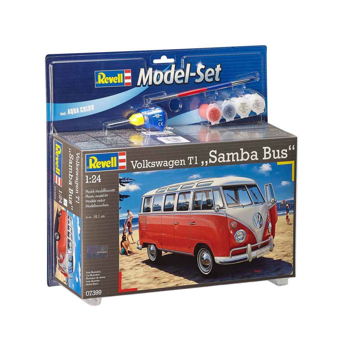 Revell modellino set vw t1 samba bus 173 pezzi. - incl. colori base della vernice