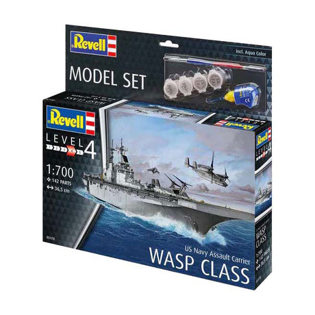 Kit modello Revell - Portaerei d'assalto della marina americana Wasp classe 1:700 - 142 pz.