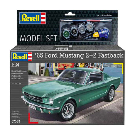 Kit modello Revell - Ford Mustang 2+2 fastback 1965 1:24 - 82 pz. - incl. colori base della vernice