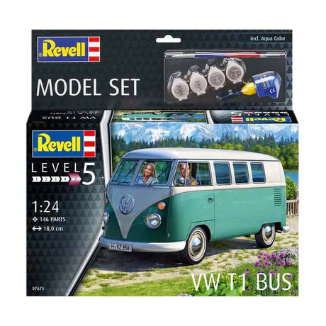 Kit modello Revell - autobus vw t1 1:24 - 146 pz. - incl. colori base della vernice