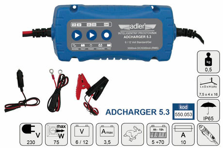 Adler elektronische gelijkrichter 6 12v adcharger 5.3