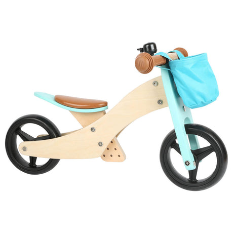 Piccole piede - triciclo di legno e bilancia bici 2in1 turchese