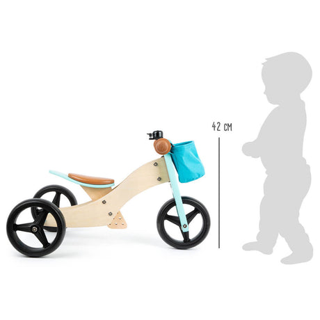 Piccole piede - triciclo di legno e bilancia bici 2in1 turchese