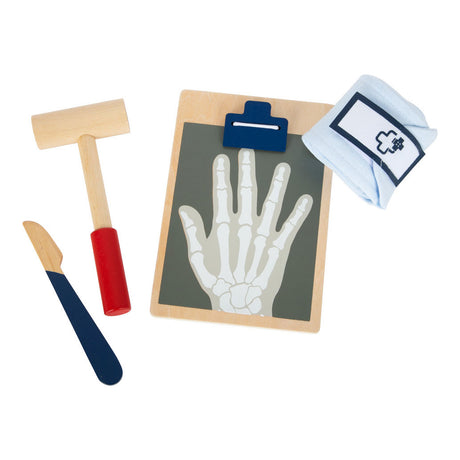 Piccole piede - borsa da dottore con accessori da medico in legno, 18dlg.