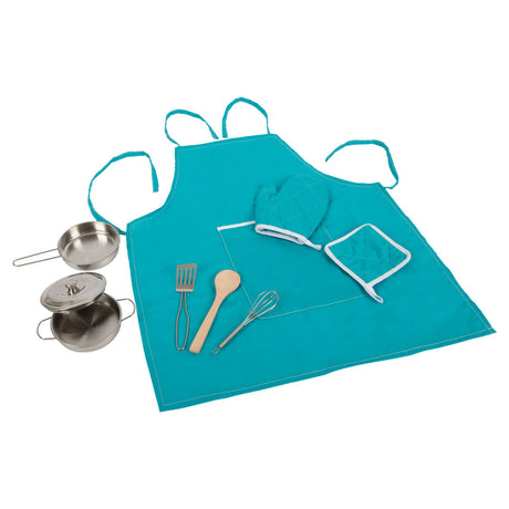 Small foot - set da cucina gioco con grembiule, 9 pezzi.