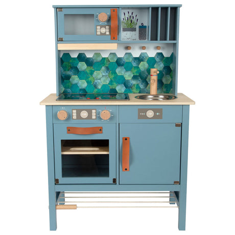 Piccole piede - cucina per bambini in legno blu, 7dlg.