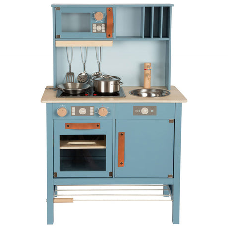 Piccole piede - cucina per bambini in legno blu, 7dlg.