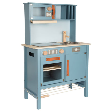 Piccole piede - cucina per bambini in legno blu, 7dlg.