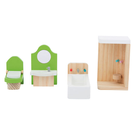 Small foot - Mobile da bagno per casa delle bambole in legno, 4 pezzi.