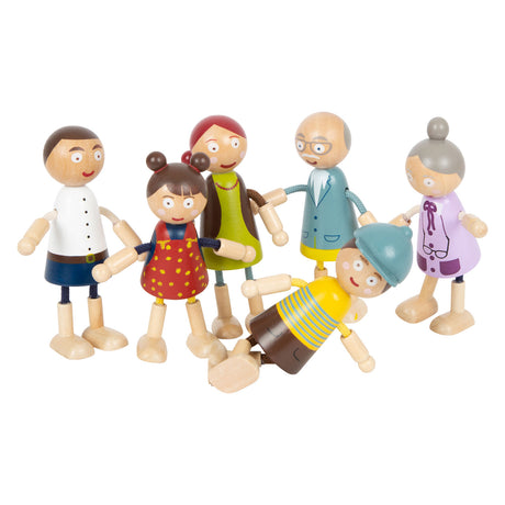 Small foot - Casa delle bambole in legno pieghevole per famiglie, 6 pz.