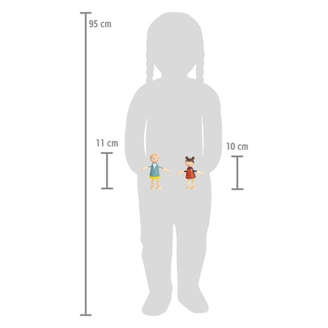 Small foot - Casa delle bambole in legno pieghevole per famiglie, 6 pz.