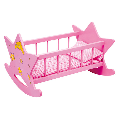 Small foot - Letto per bambola in legno stella rosa